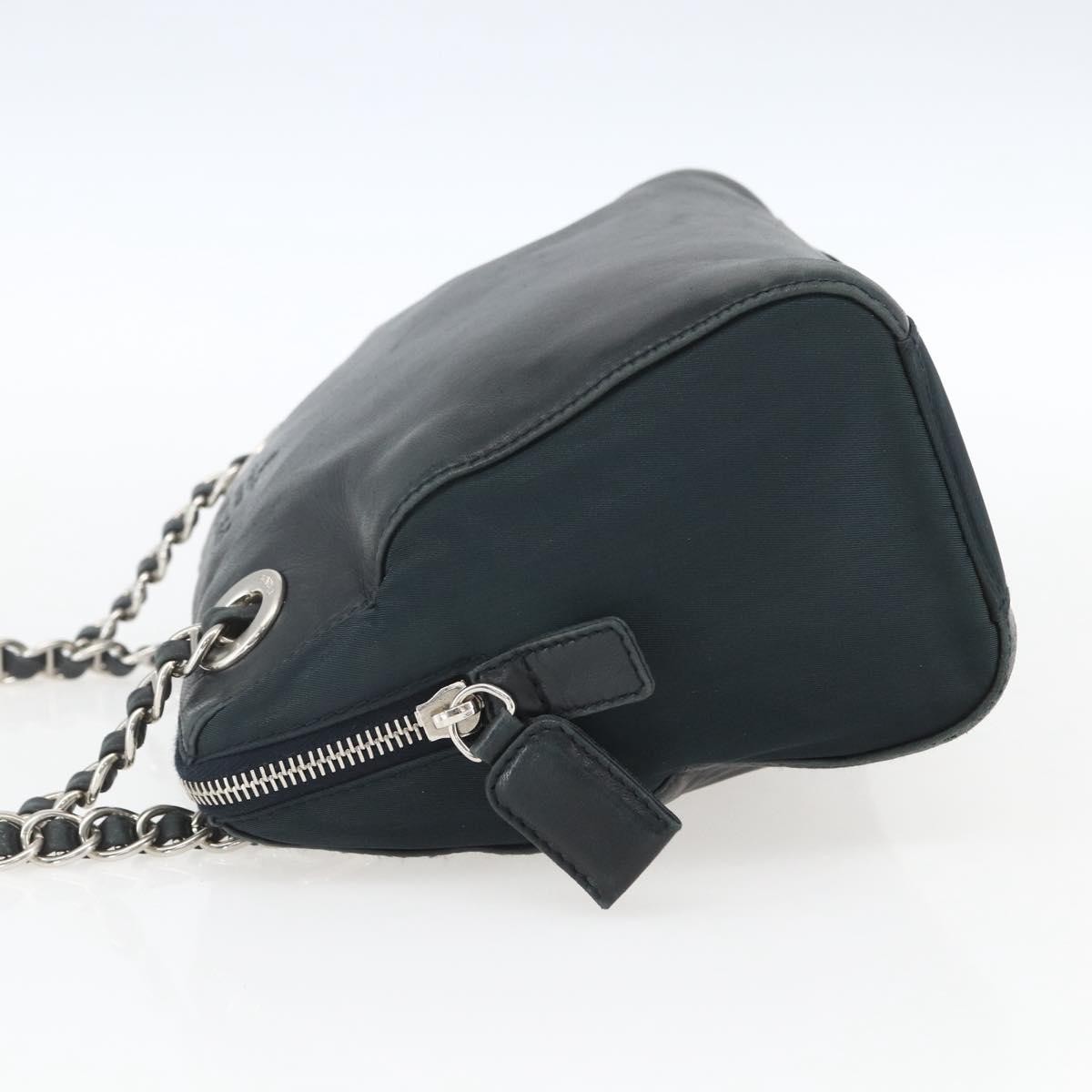 Prada Vintage Chain Shoulder Bag Navy Leather Fair condition - Inside View