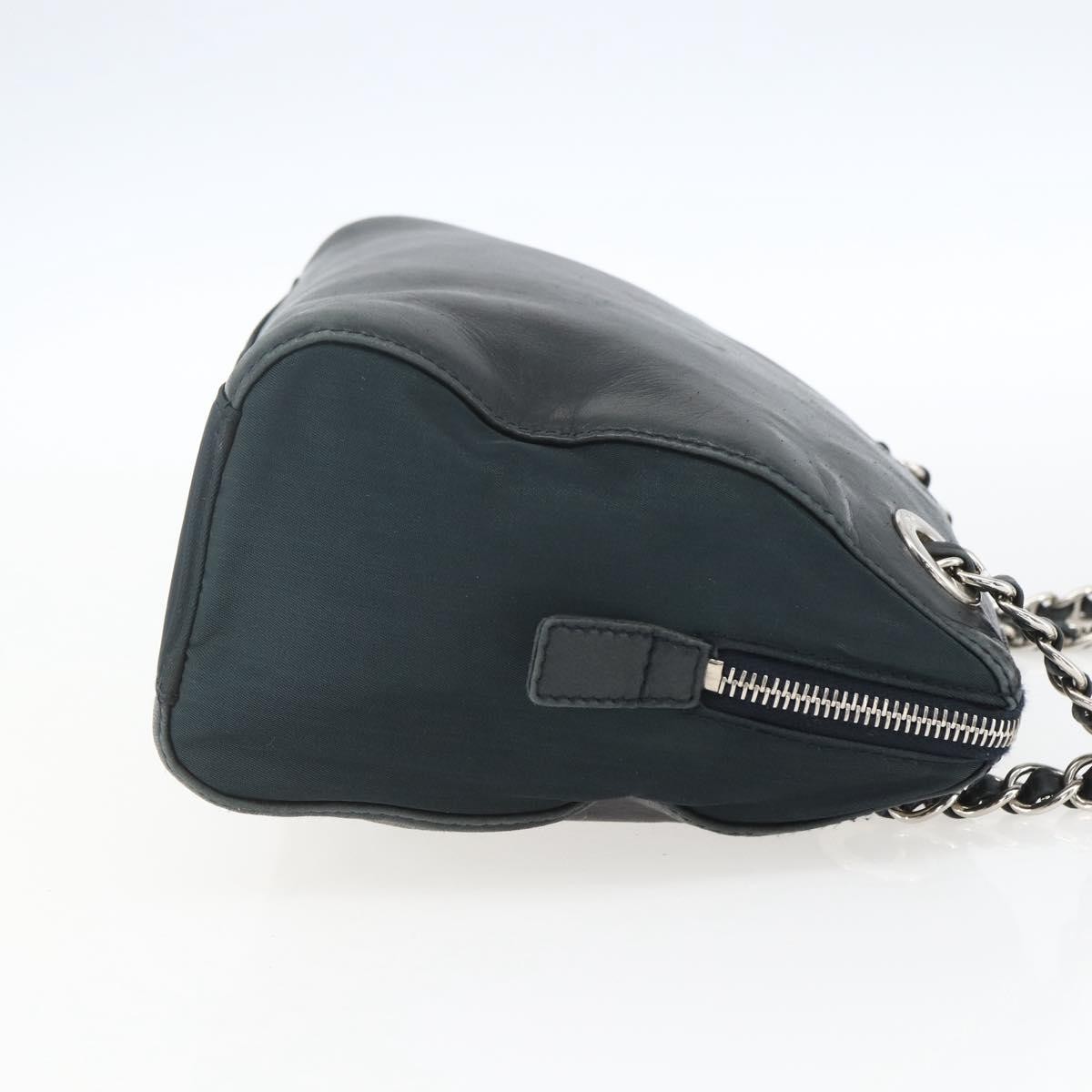 Prada Vintage Chain Shoulder Bag Navy Leather Fair condition - Model View