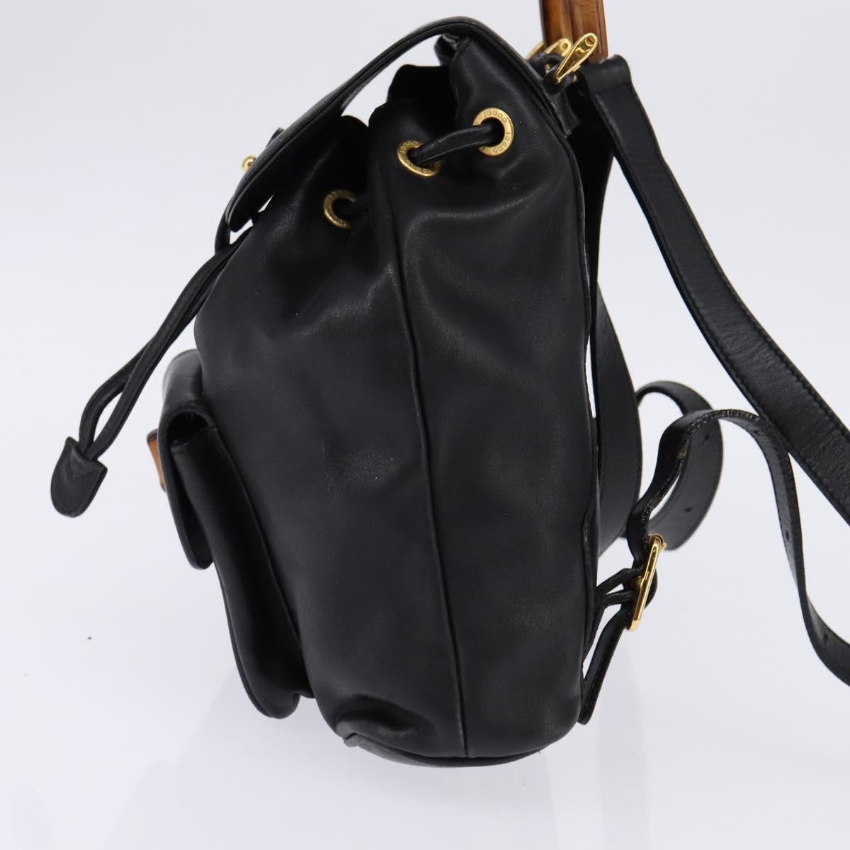 Gucci Vintage Bamboo Backpack Black Leather Good condition - Inside View