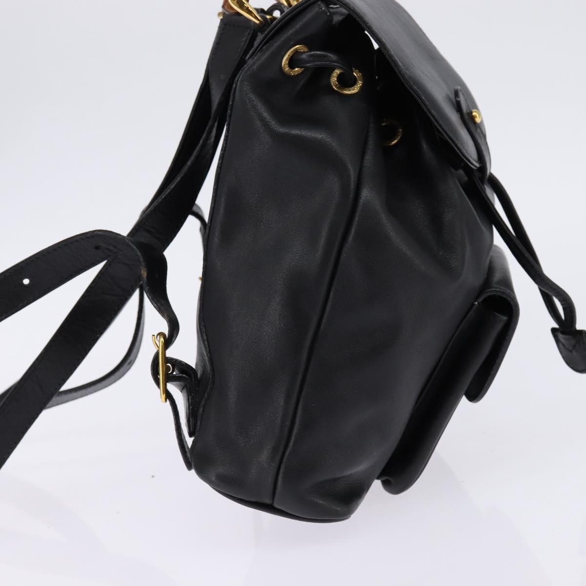 Gucci Vintage Bamboo Backpack Black Leather Good condition - Model View