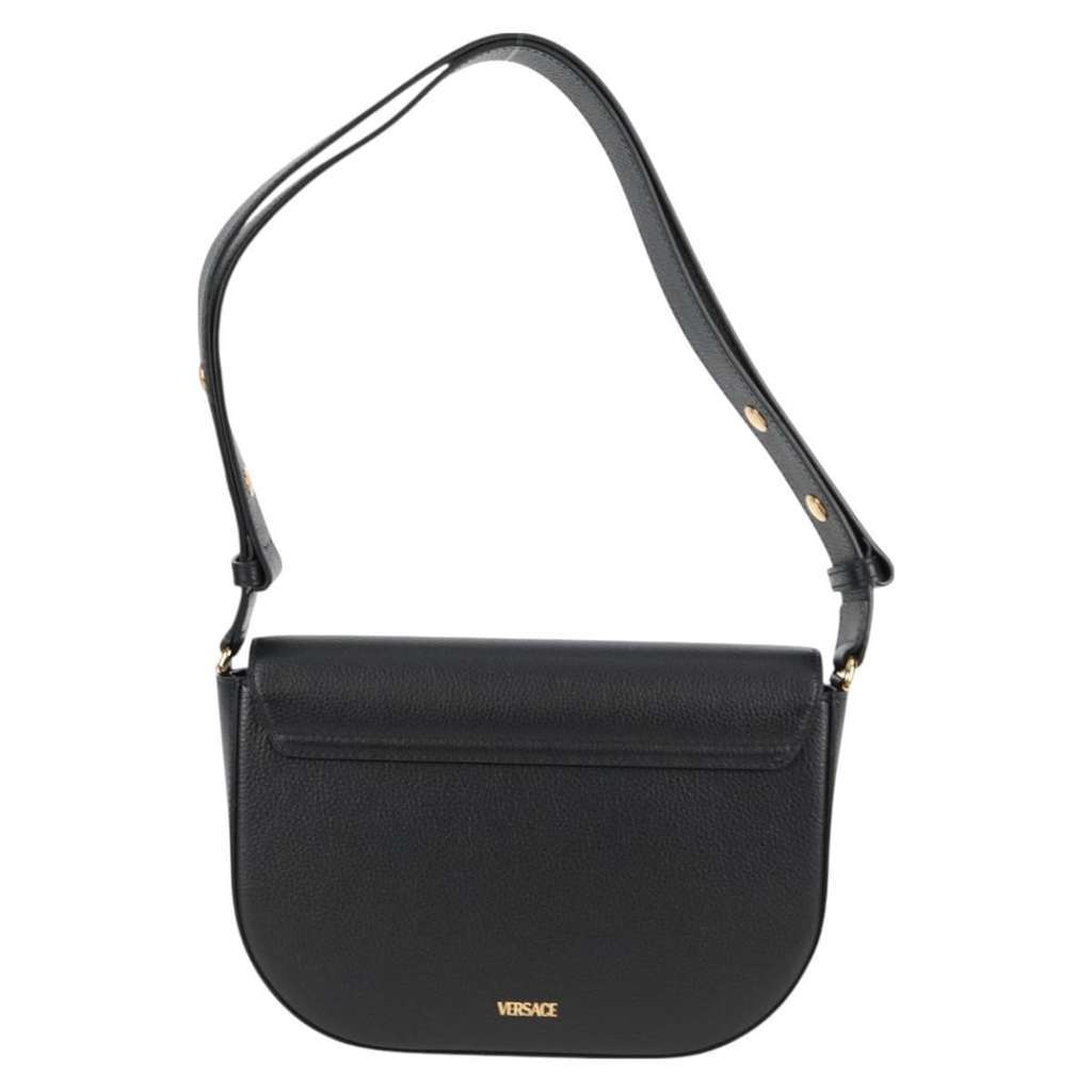 Versace Virtus Flap Messenger Bag Black Leather Very good condition - Back View