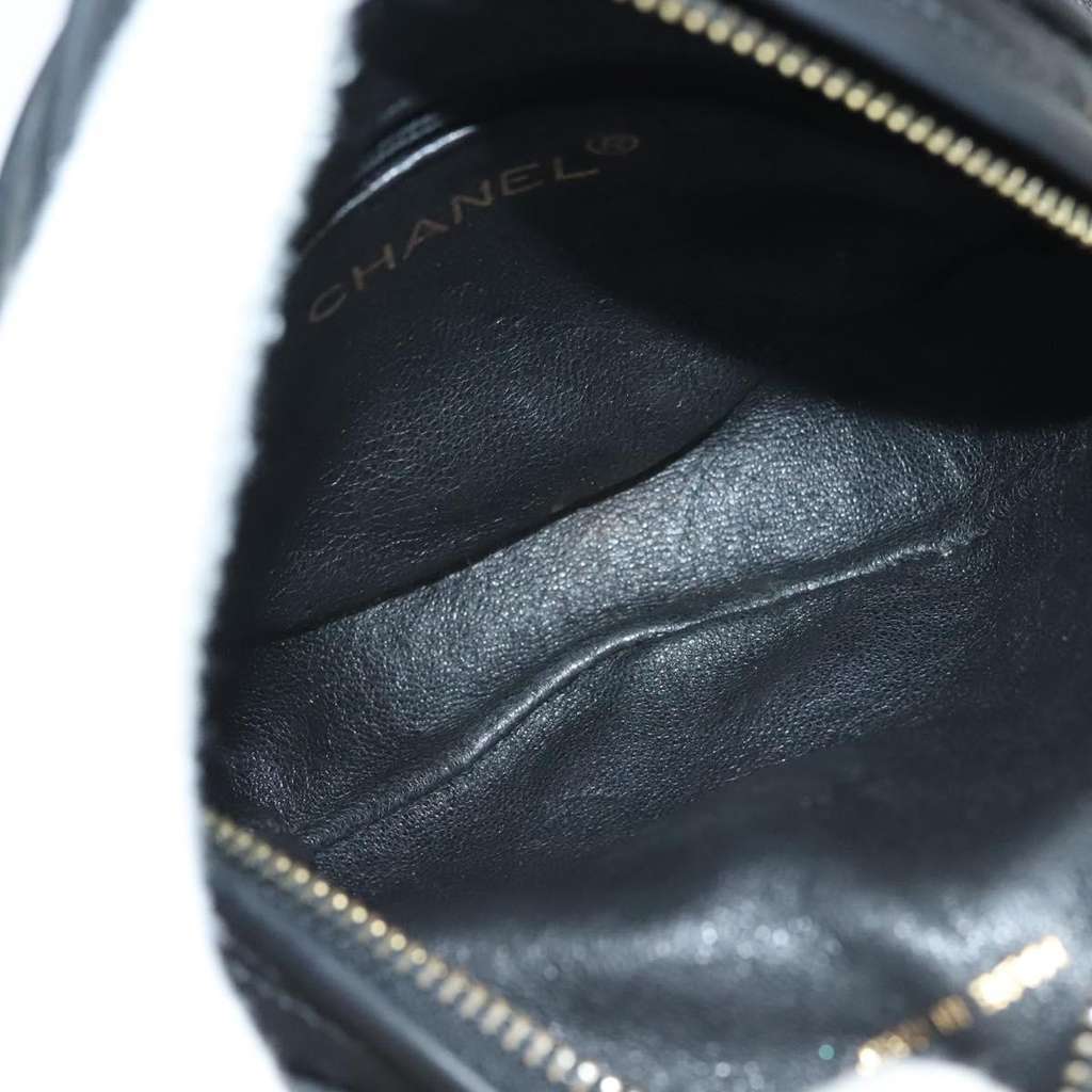 Chanel Vintage Round Tassel Crossbody Bag Black Satin Good condition - Box View