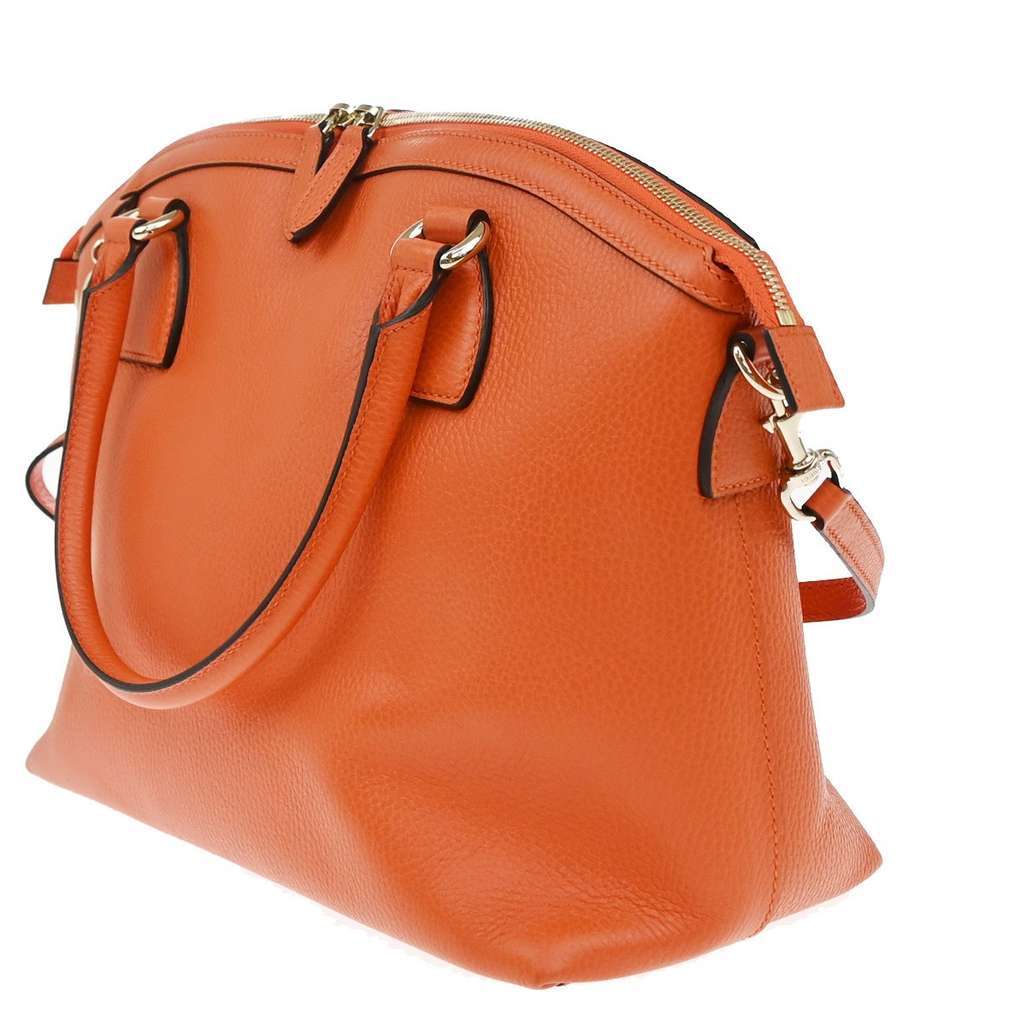 Gucci GG Charm Convertible Dome Satchel Orange Leather Good condition - Inside View