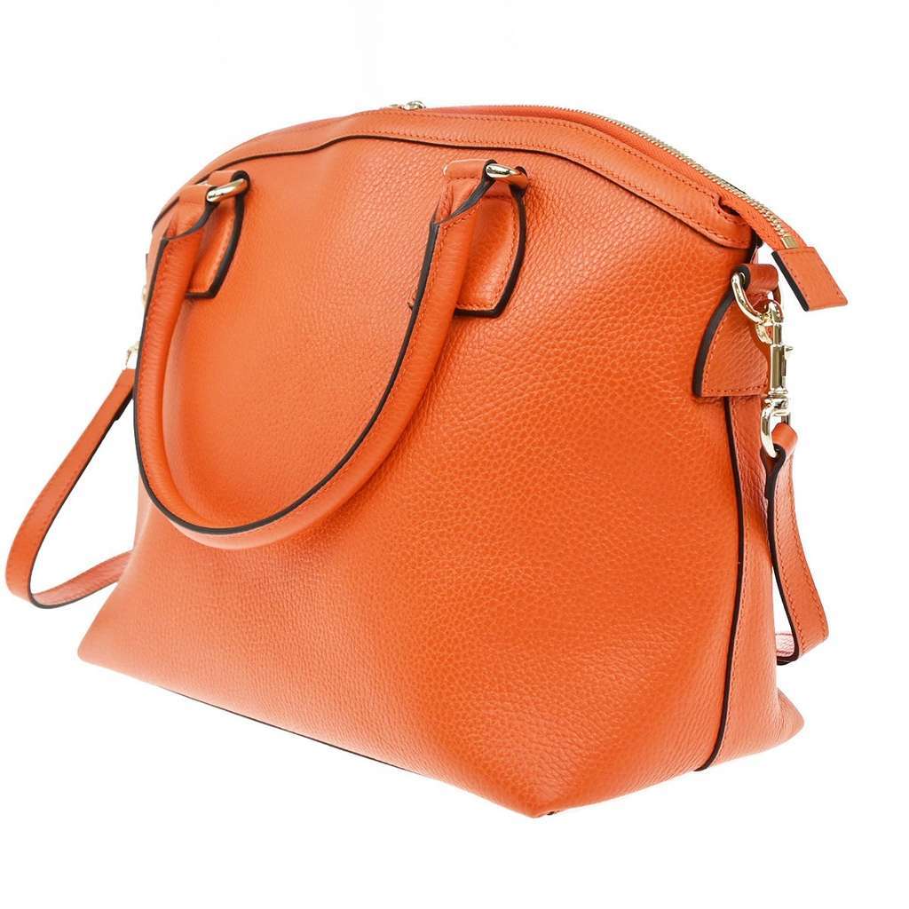 Gucci GG Charm Convertible Dome Satchel Orange Leather Good condition - Model View