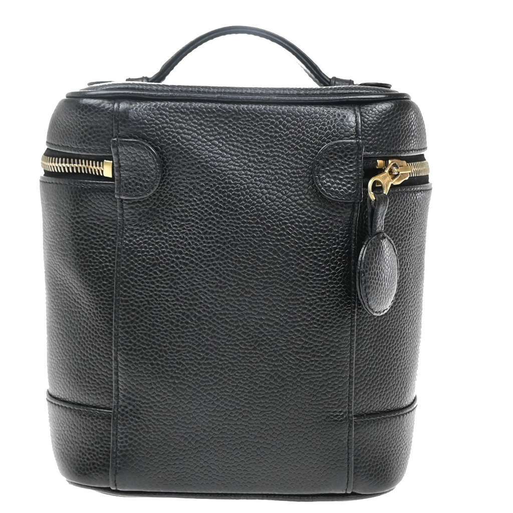 Chanel Vintage Timeless Cosmetic Case Black Leather Good condition - Back View