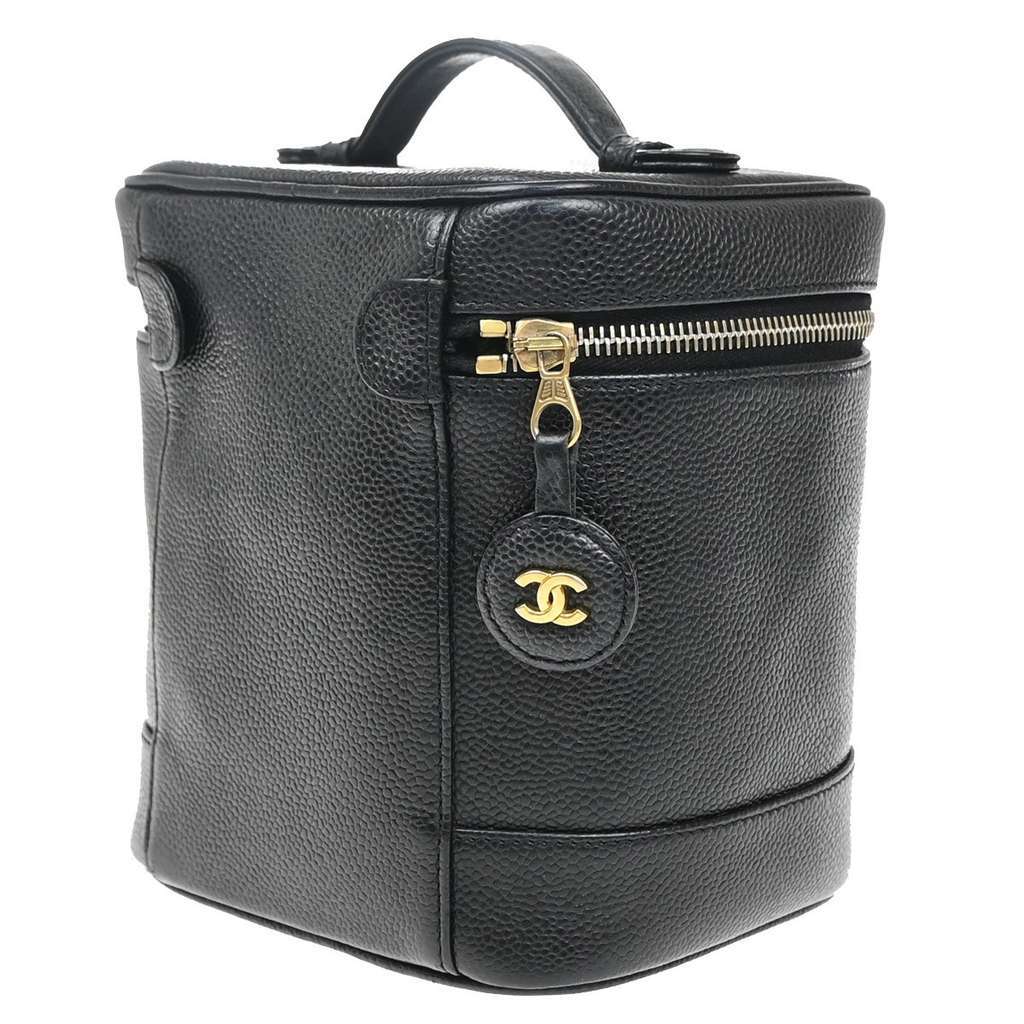 Chanel Vintage Timeless Cosmetic Case Black Leather Good condition - Inside View