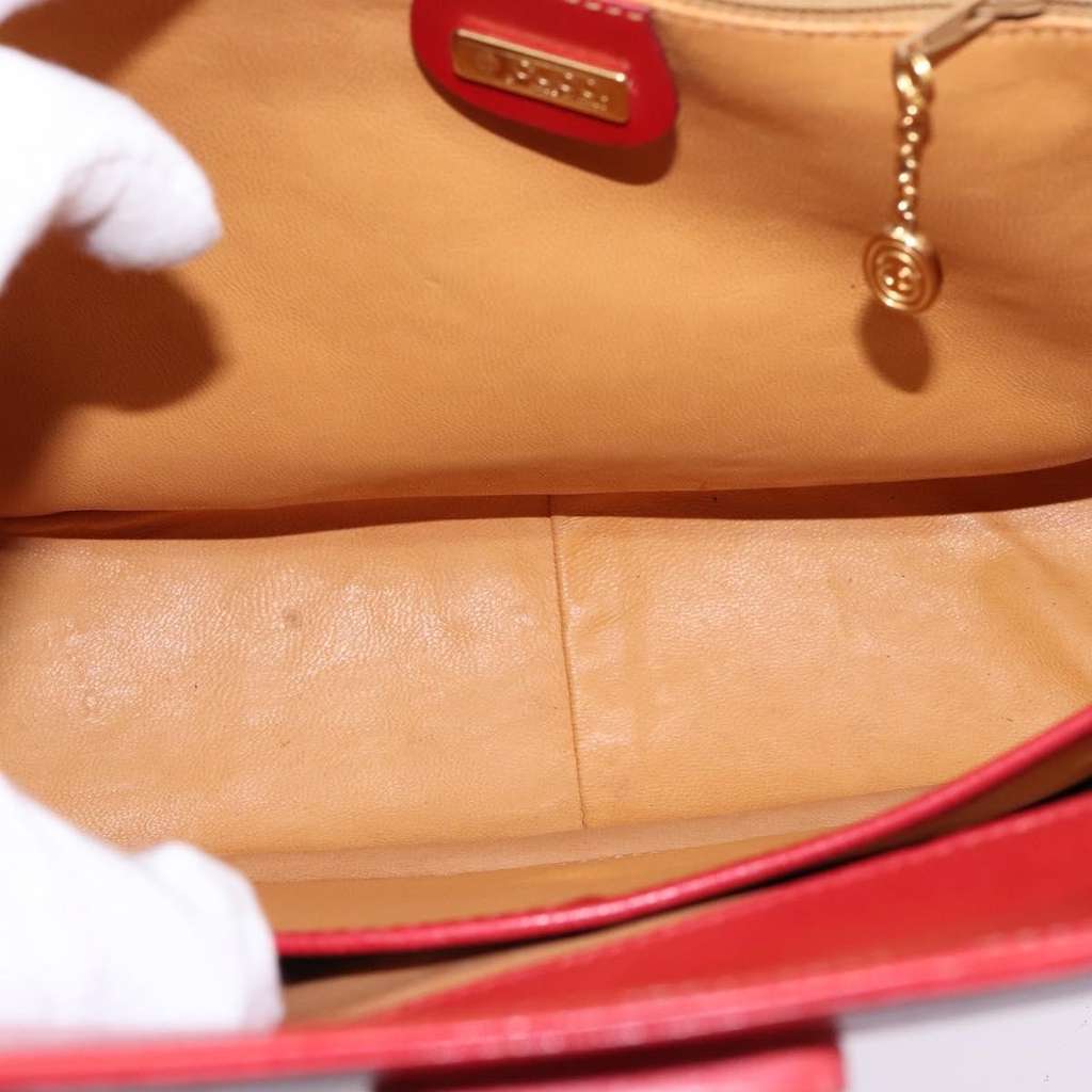 Gucci Vintage Bamboo Shoulder Bag Red Leather Good condition - Box View