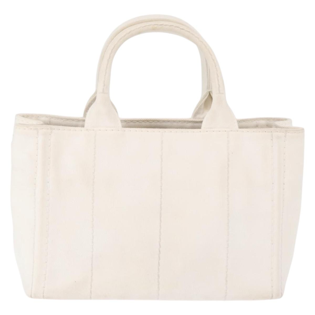 Prada Canapa Open Tote White Canvas Fair condition - Back View