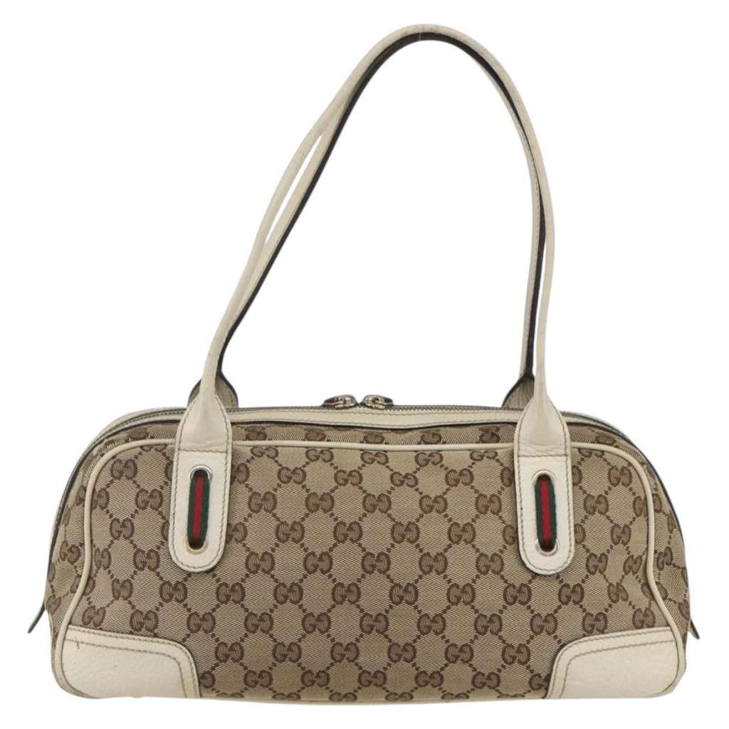 Gucci Princy Boston Bag Beige Canvas Fair condition - Back View