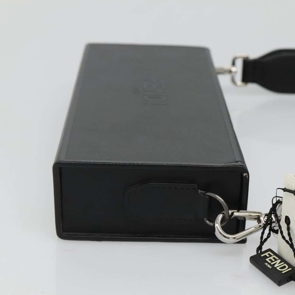 Fendi Logo Horizontal Box Crossbody Bag Black Leather Good condition - Inside View