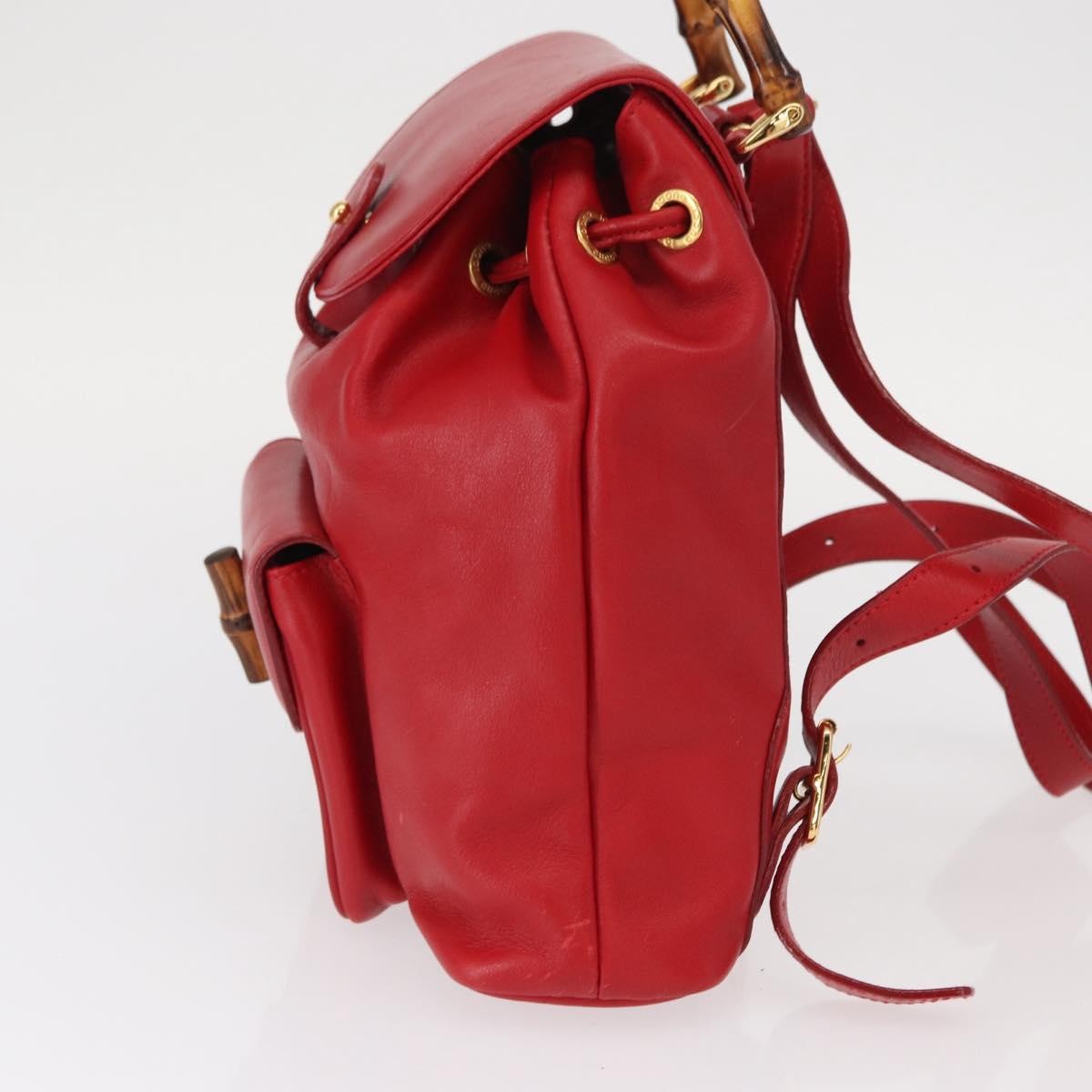 Gucci Vintage Bamboo Backpack Red Leather Good condition - Inside View