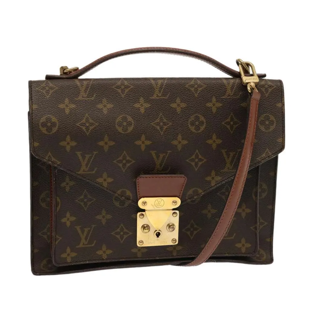 Louis Vuitton Monceau Handbag Brown Canvas Good - Front View