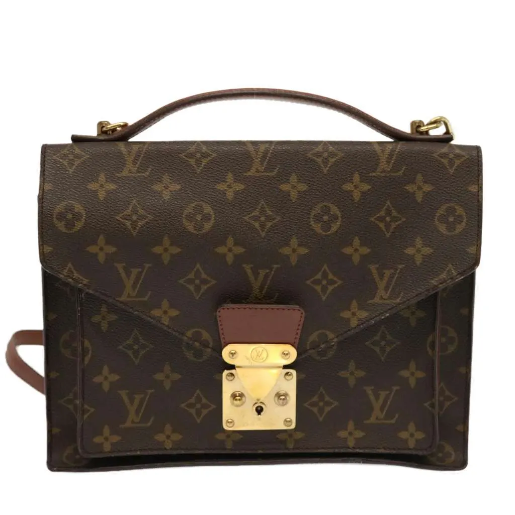 Louis Vuitton Monceau Handbag Brown Canvas Good - Inside View