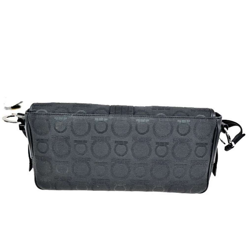 Salvatore Ferragamo Gancini Shoulder Bag Black Canvas Good condition - Back View
