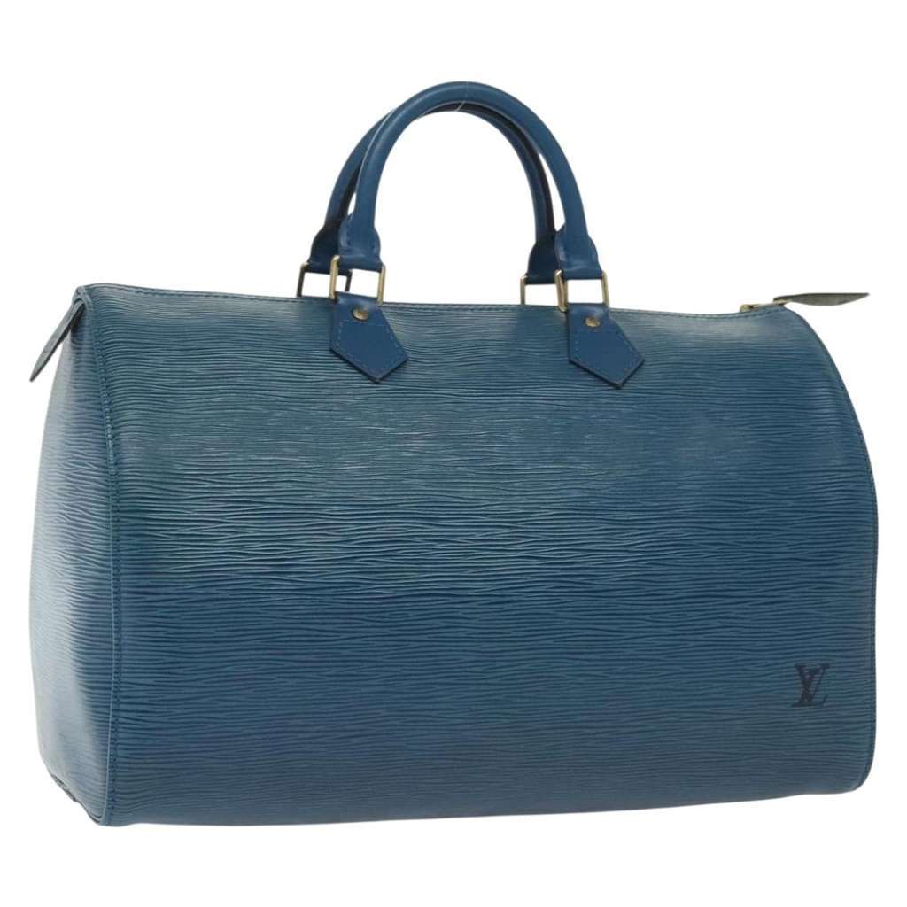 Louis Vuitton Speedy Handbag Blue Leather Good condition - Box View