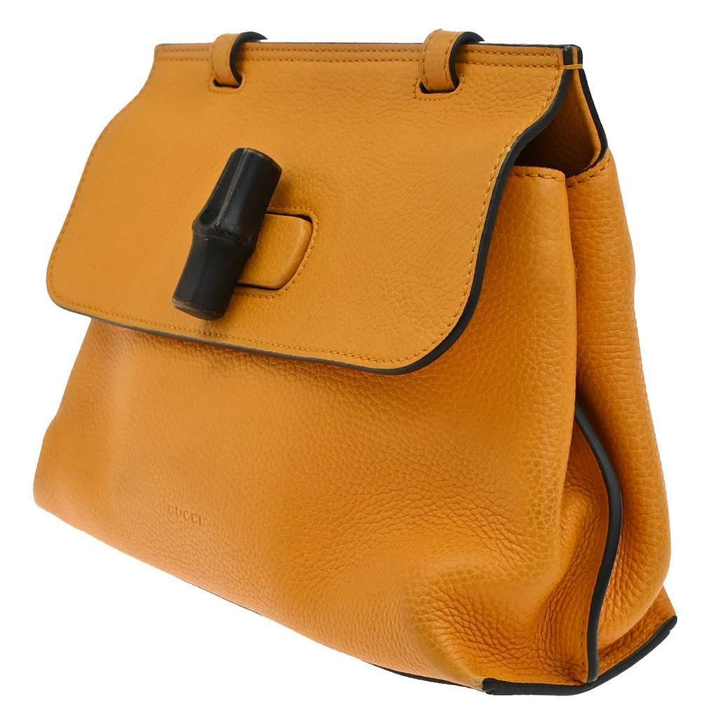 Gucci Bamboo Daily Top Handle Bag Orange Leather Good condition - Inside View