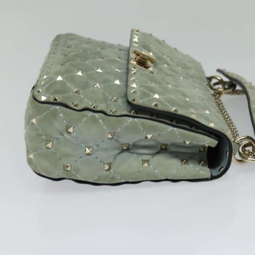 Valentino Garavani Rockstud Spike Flap Bag Blue Suede Good condition - Model View