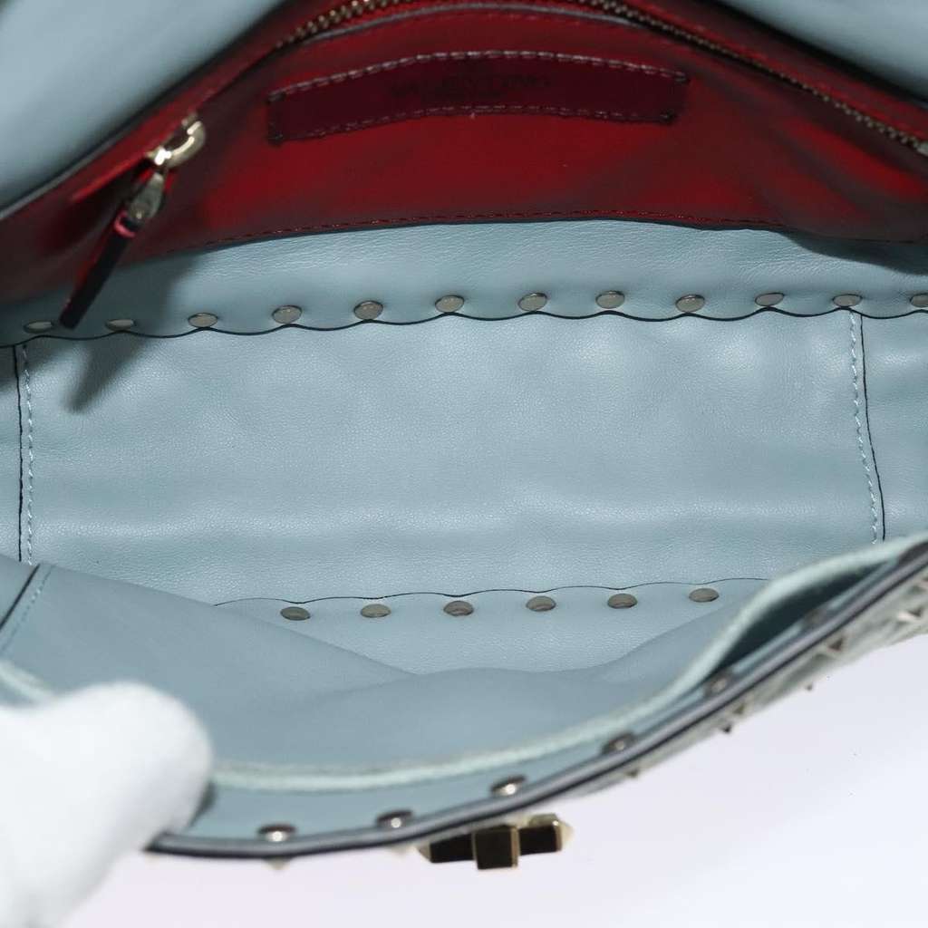 Valentino Garavani Rockstud Spike Flap Bag Blue Suede Good condition - Box View