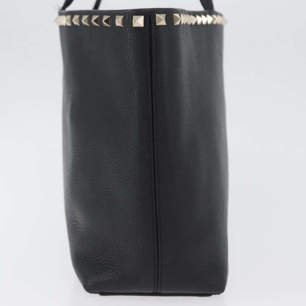 Valentino Garavani Rockstud Shopper Tote Black Leather Good condition - Model View