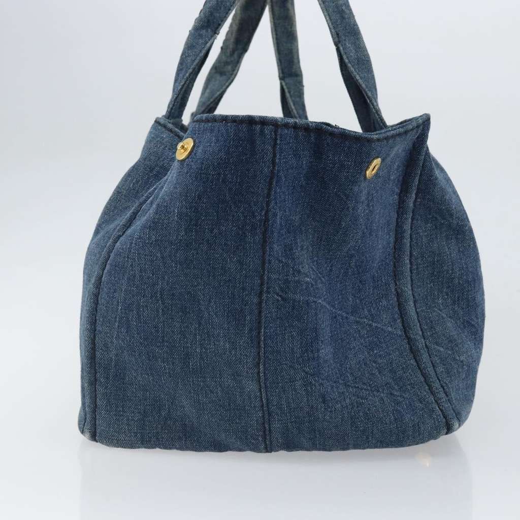 Prada Canapa Open Tote Blue Canvas Good condition - Model View