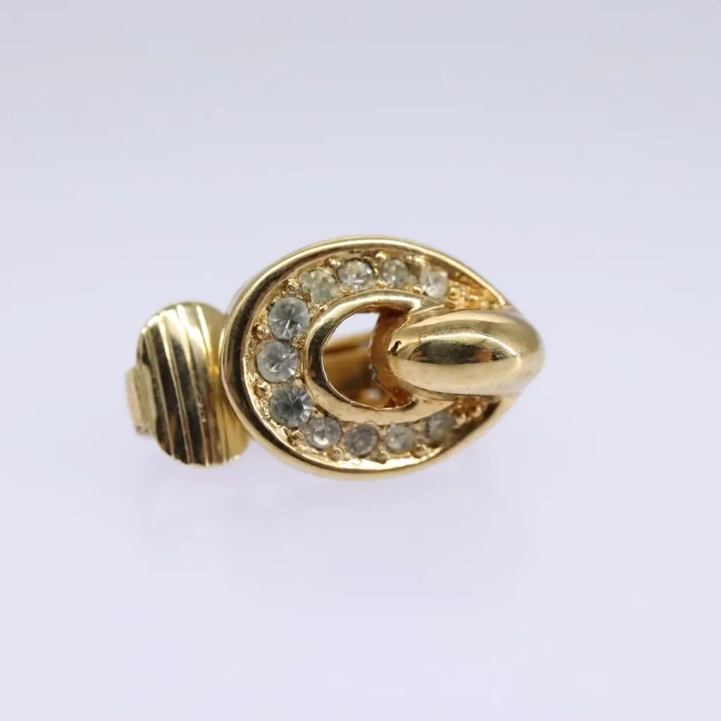 Dior Vintage clip-on earrings Gold Metal Good - Back View