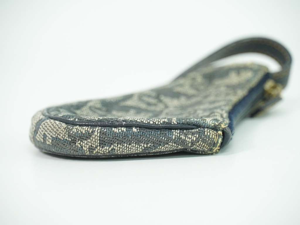 Christian Dior Vintage Saddle Zip Coin Purse Navy Canvas Good condition - Model View