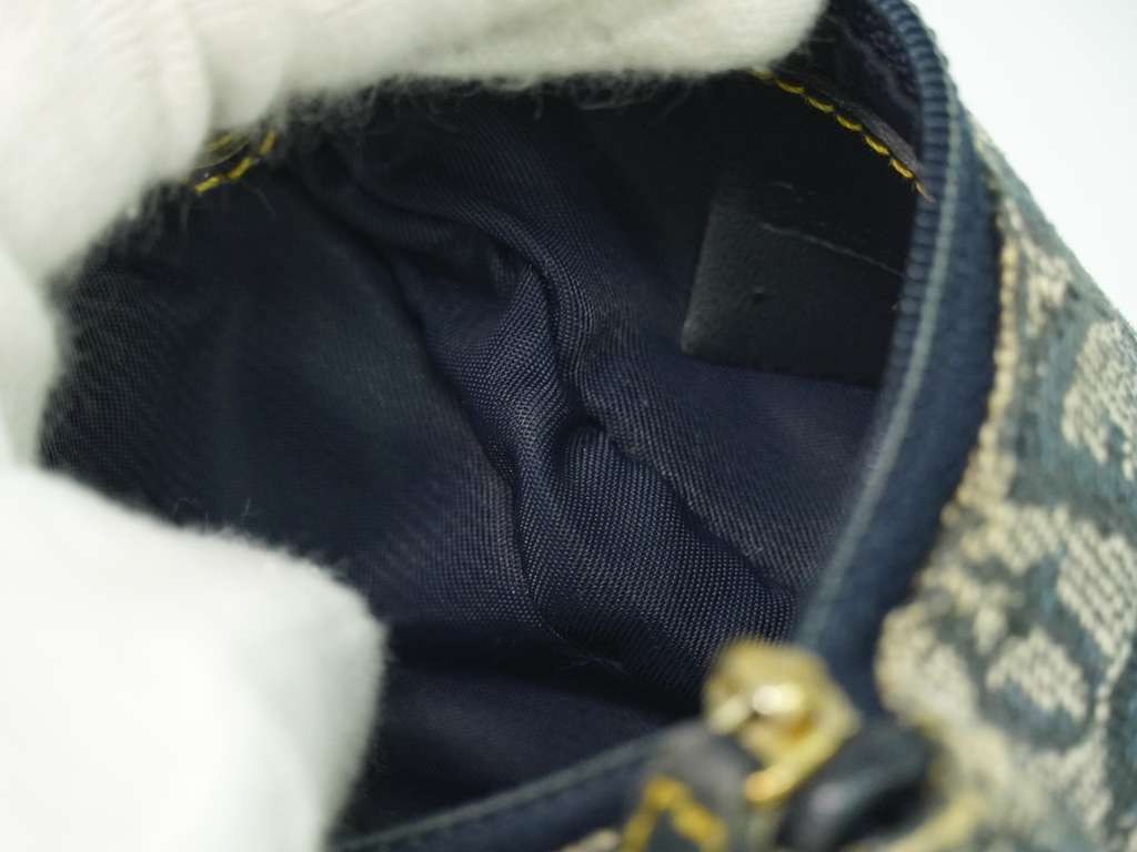 Christian Dior Vintage Saddle Zip Coin Purse Navy Canvas Good condition - Box View