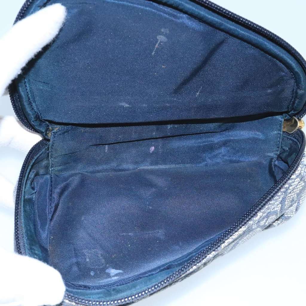 Christian Dior Vintage Saddle Coin Purse Navy Canvas Good condition - Box View