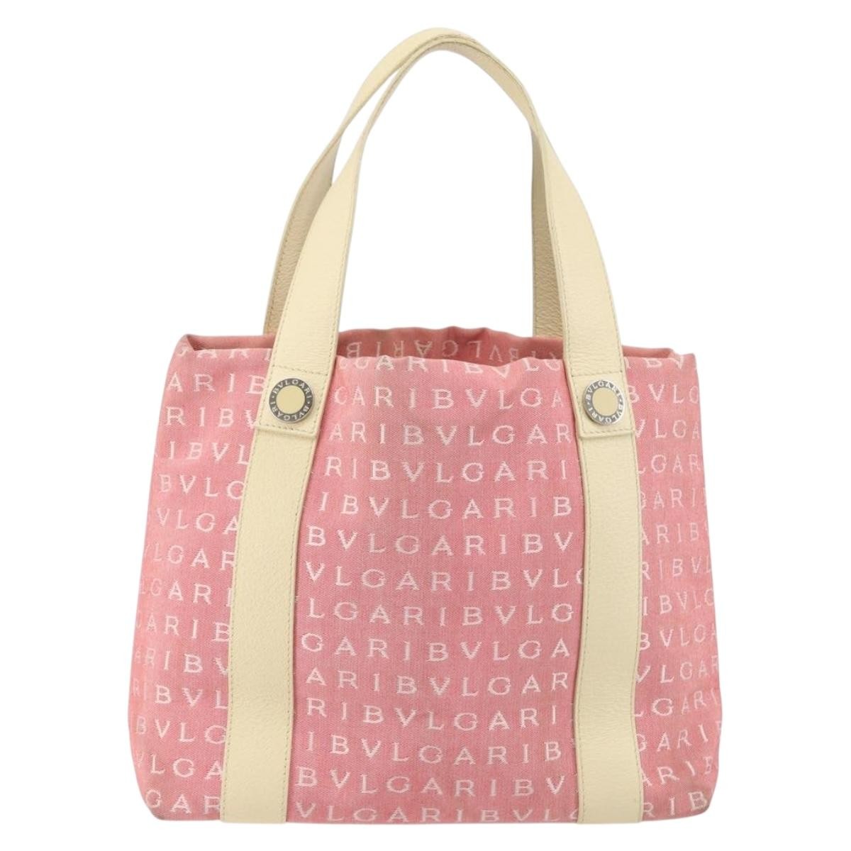 Bvlgari Logomania Handbag Pink Canvas Good condition - Back View