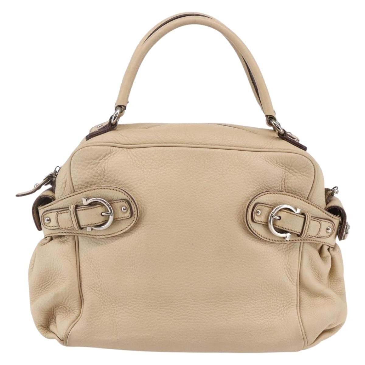 Salvatore Ferragamo Gancini handbag Beige Leather Good condition - Back View