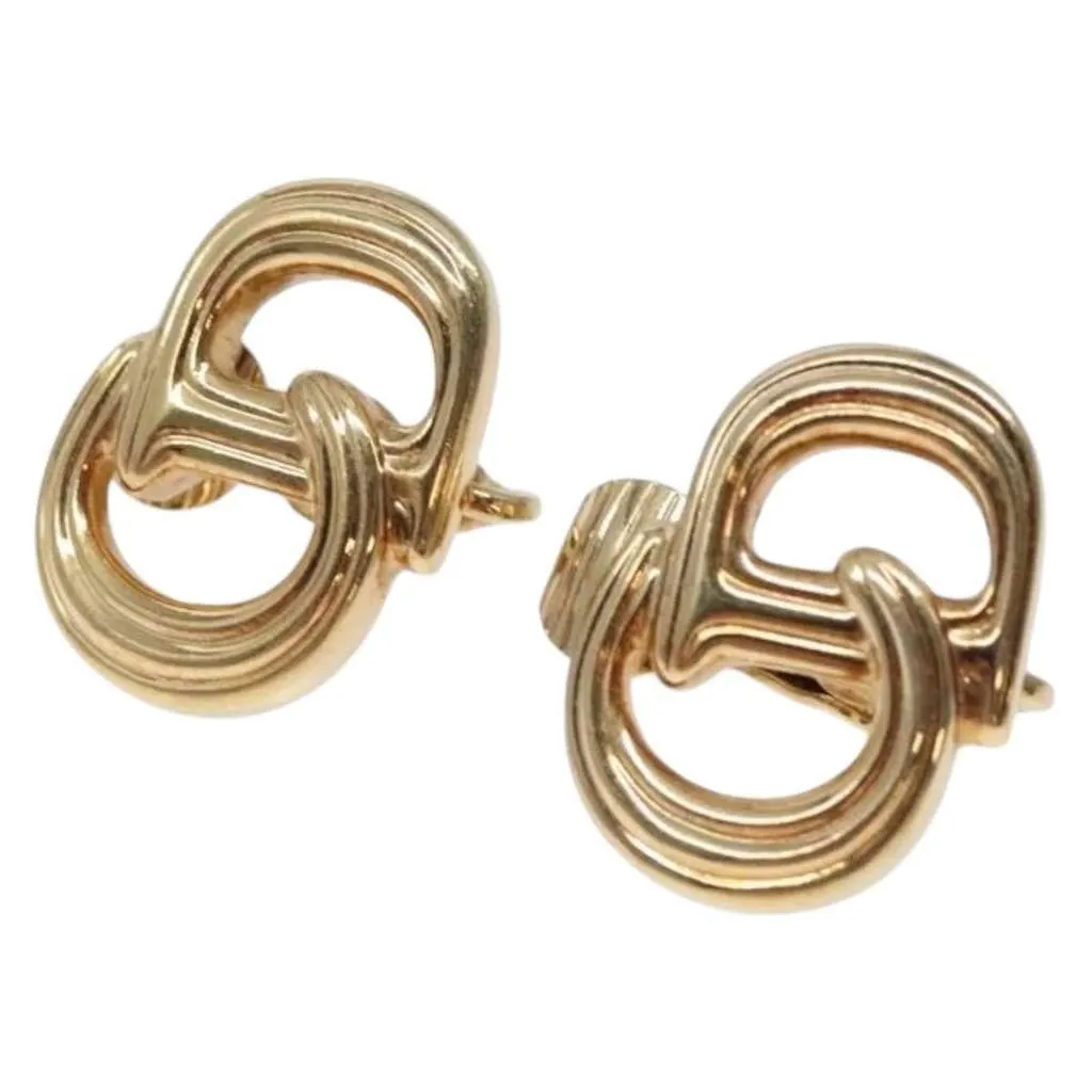 Dior Vintage CD Clip-On Earrings Gold Metal Good - Front View