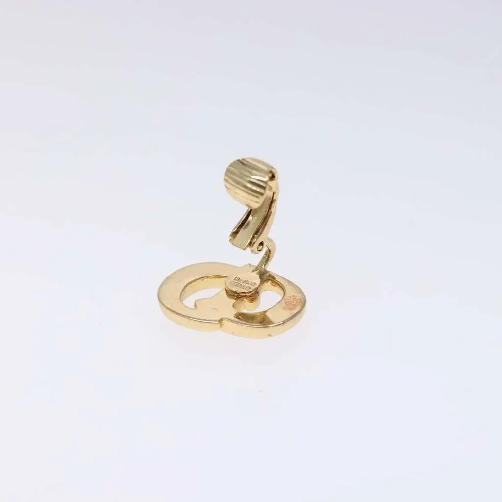 Dior Vintage CD Clip-On Earrings Gold Metal Good - Model View