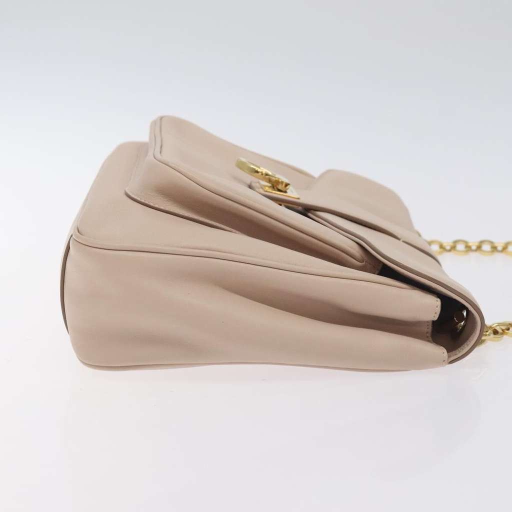 Salvatore Ferragamo Gancini Shoulder Bag Beige Leather Good condition - Inside View