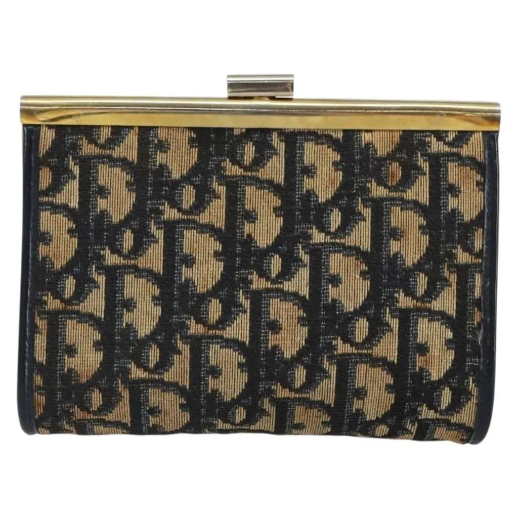 Dior Vintage Frame Clutch Navy Canvas Fair - Front View