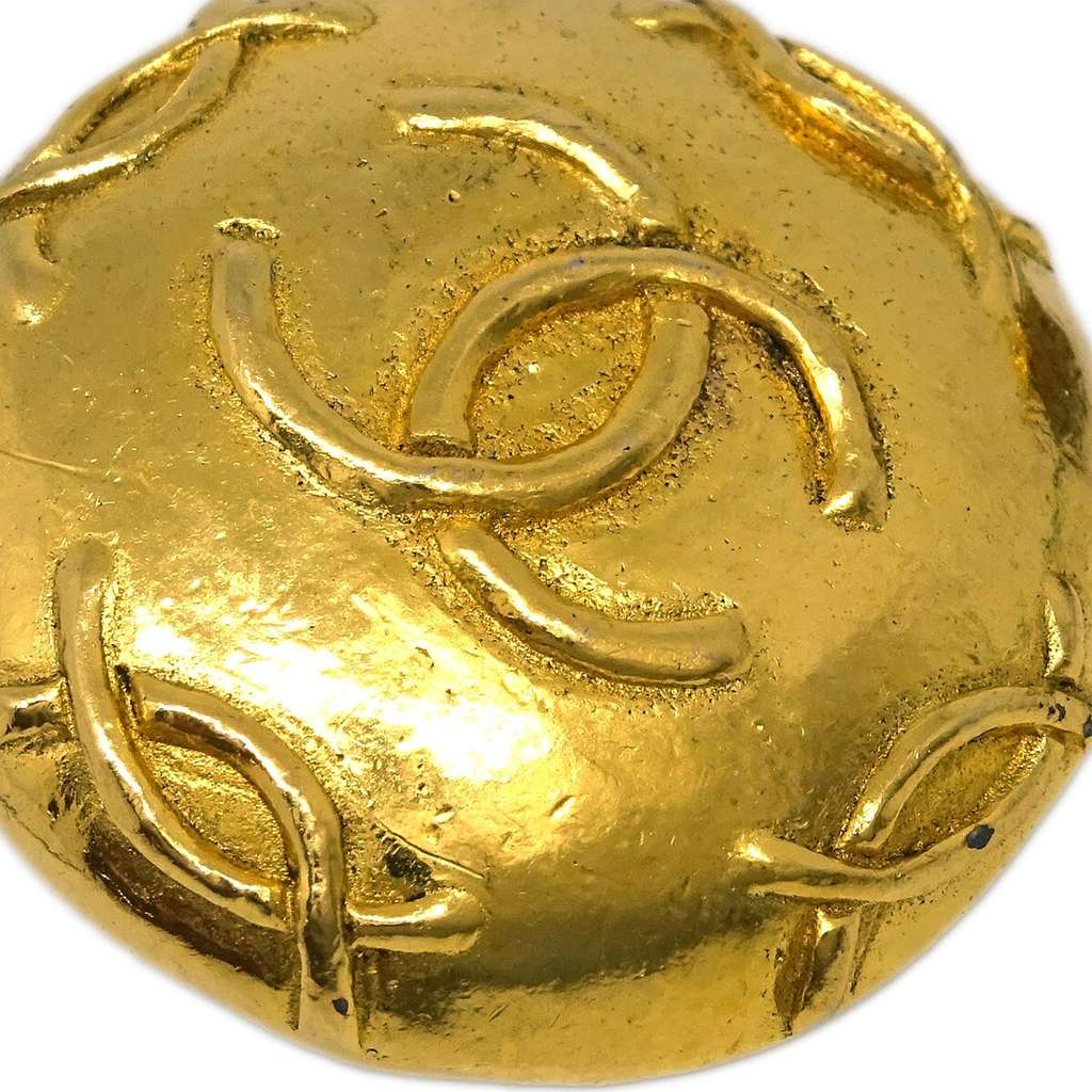 Chanel CC Round Earrings Gold Good condition - Back View