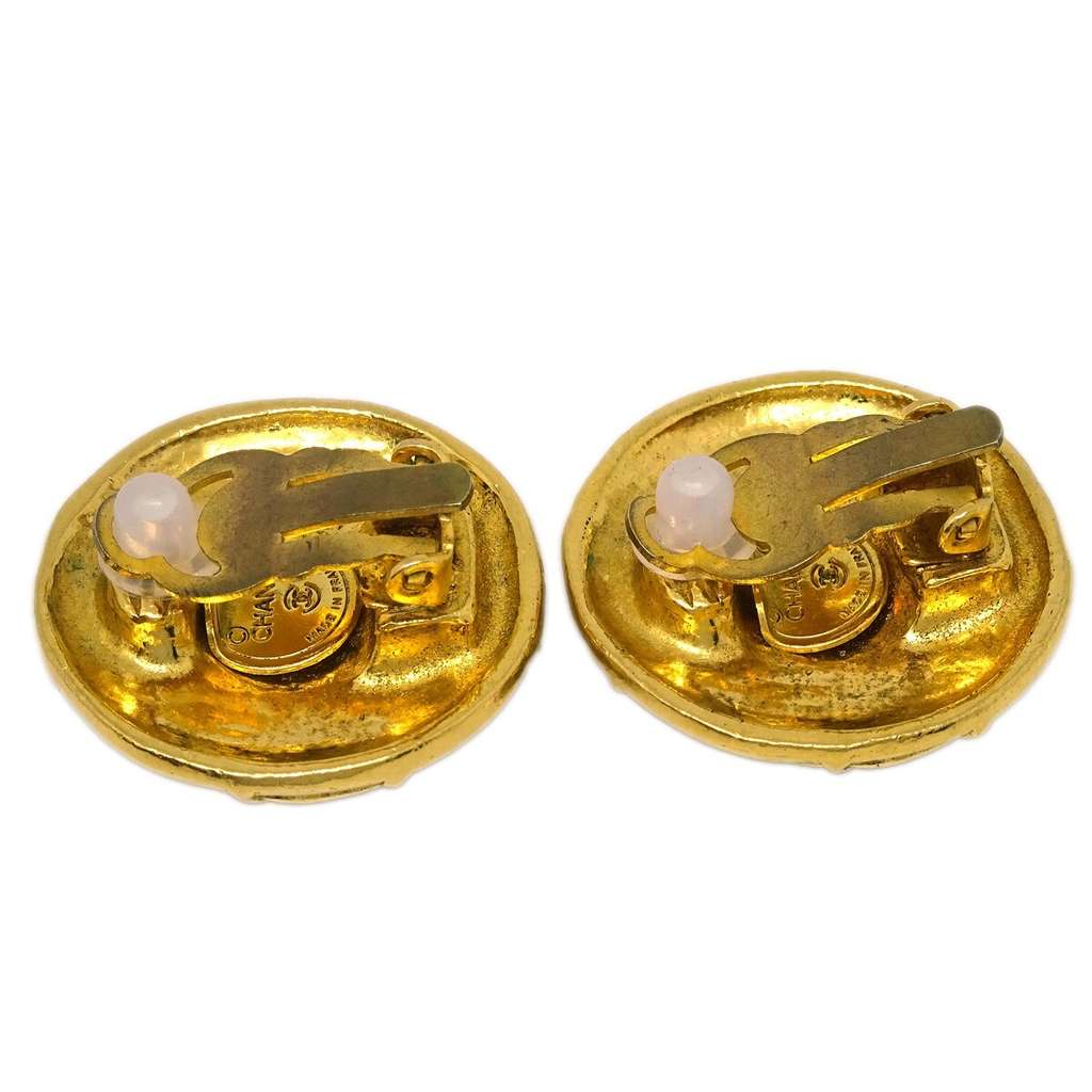 Chanel CC Round Earrings Gold Good condition - Inside View
