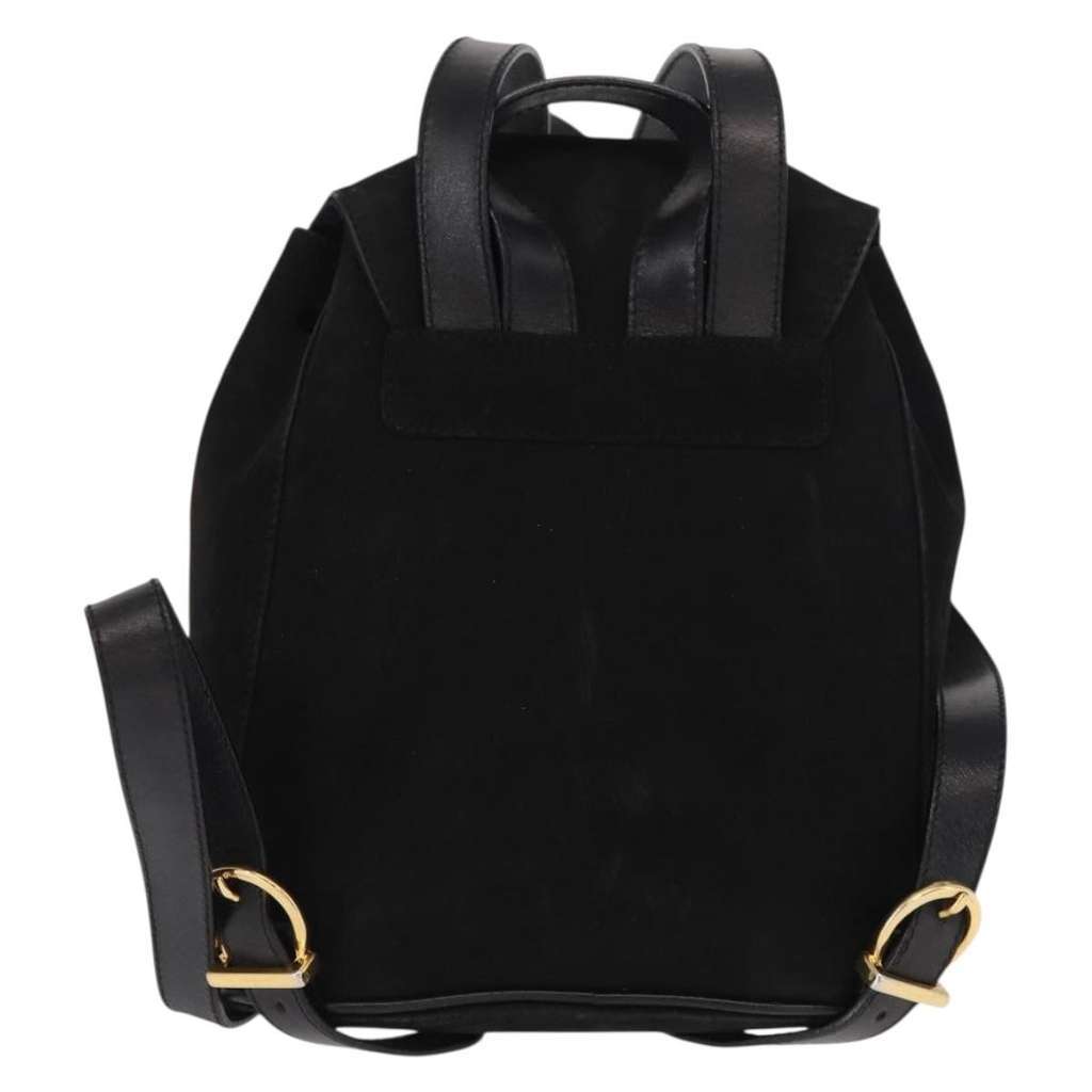 Salvatore Ferragamo Gancini Backpack Black Suede Good condition - Back View