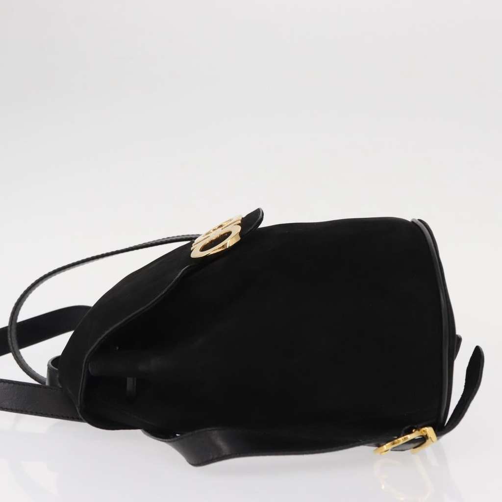 Salvatore Ferragamo Gancini Backpack Black Suede Good condition - Model View