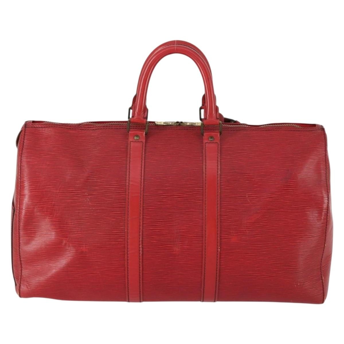 Louis Vuitton Keepall Bag Red Leather Fair condition - Back View