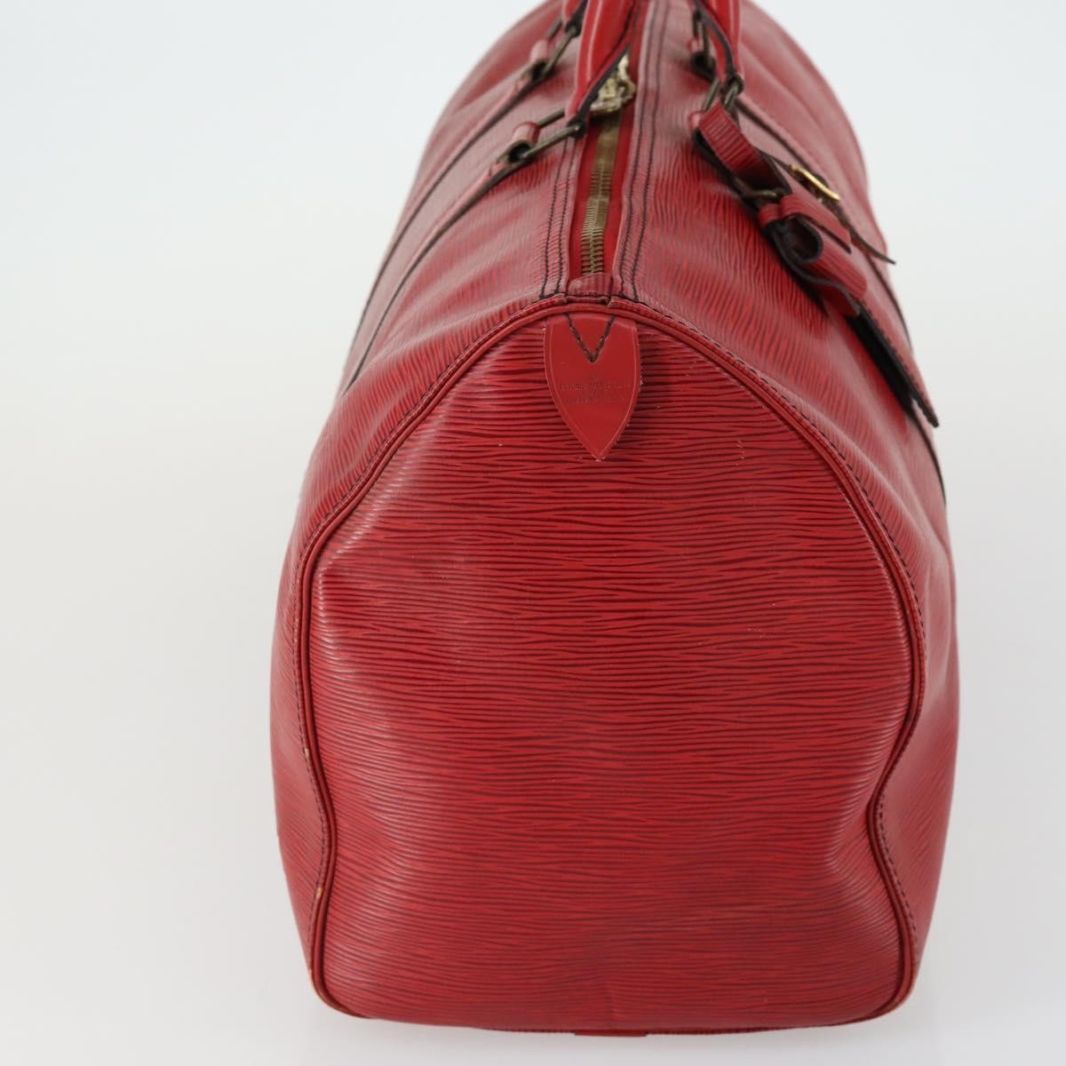 Louis Vuitton Keepall Bag Red Leather Fair condition - Model View