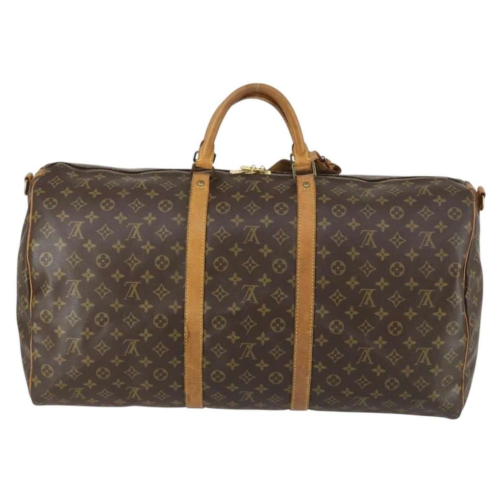 Louis Vuitton Keepall Bandouliere Bag Brown Canvas Fair condition - Back View