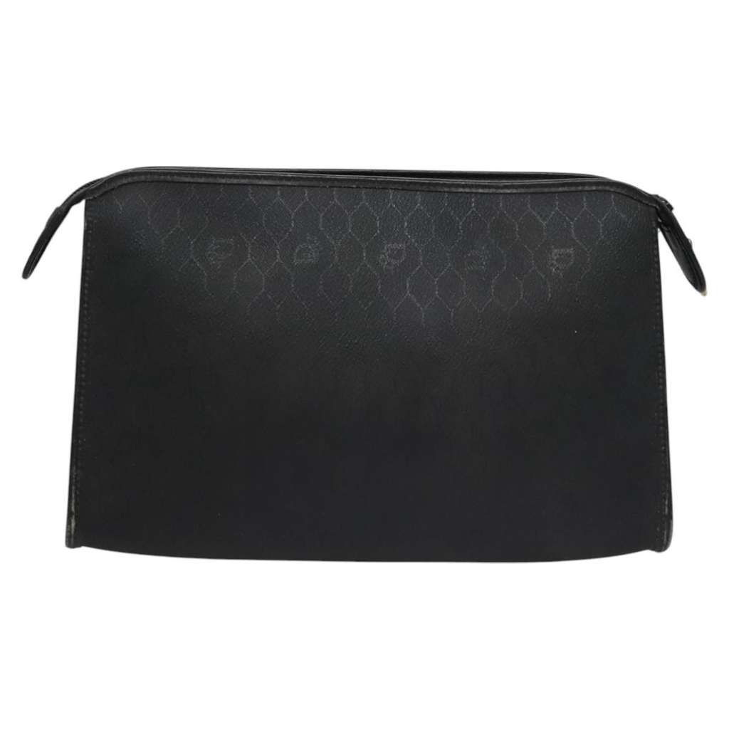 Christian Dior Vintage Honeycomb Zip Pouch Black Canvas Good condition - Back View