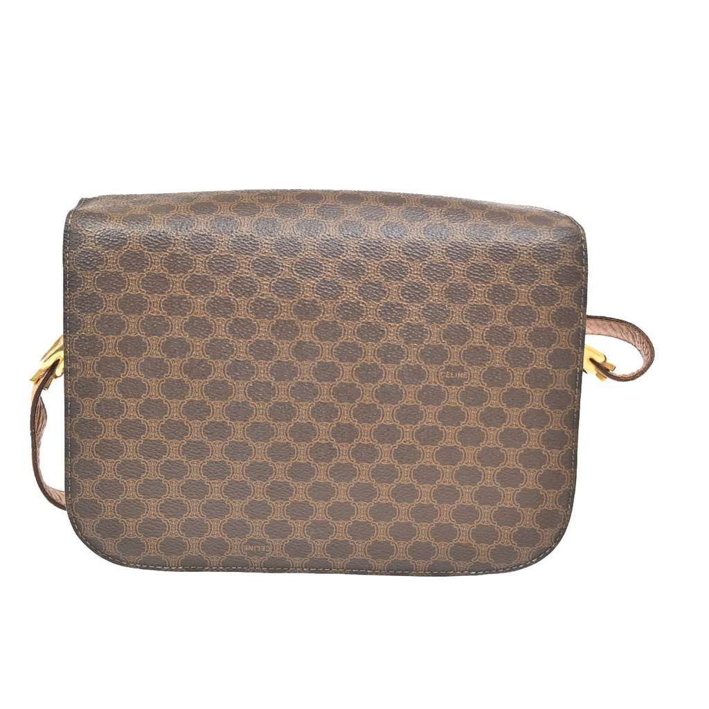 Celine Vintage Horse Carriage Macadam Shoulder Bag Brown Canvas Good condition - Back View