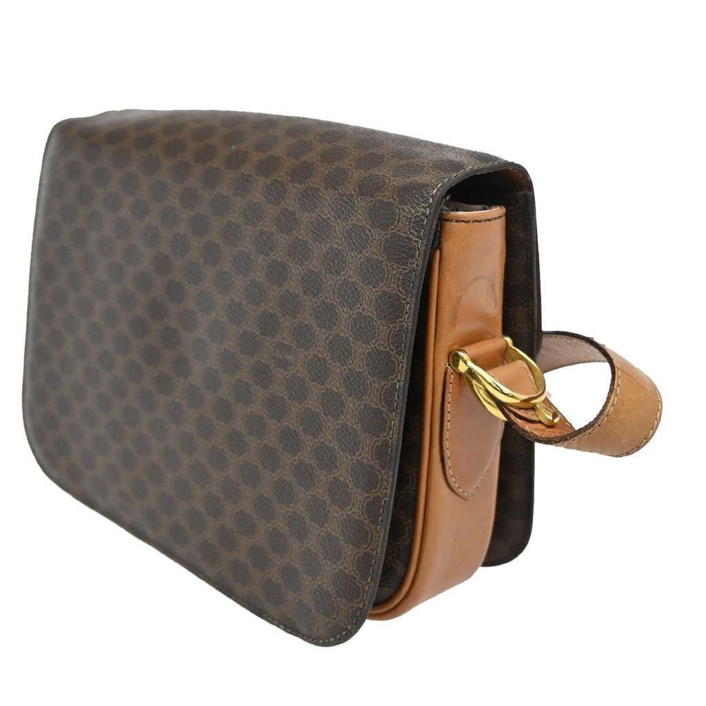 Celine Vintage Horse Carriage Macadam Shoulder Bag Brown Canvas Good condition - Model View