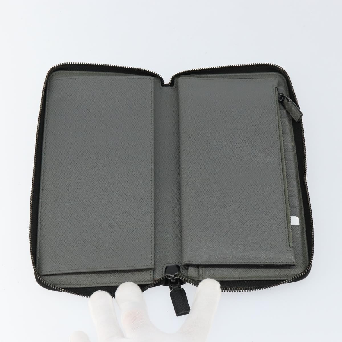 Prada Saffiano Wallet Black Leather Good condition - Box View