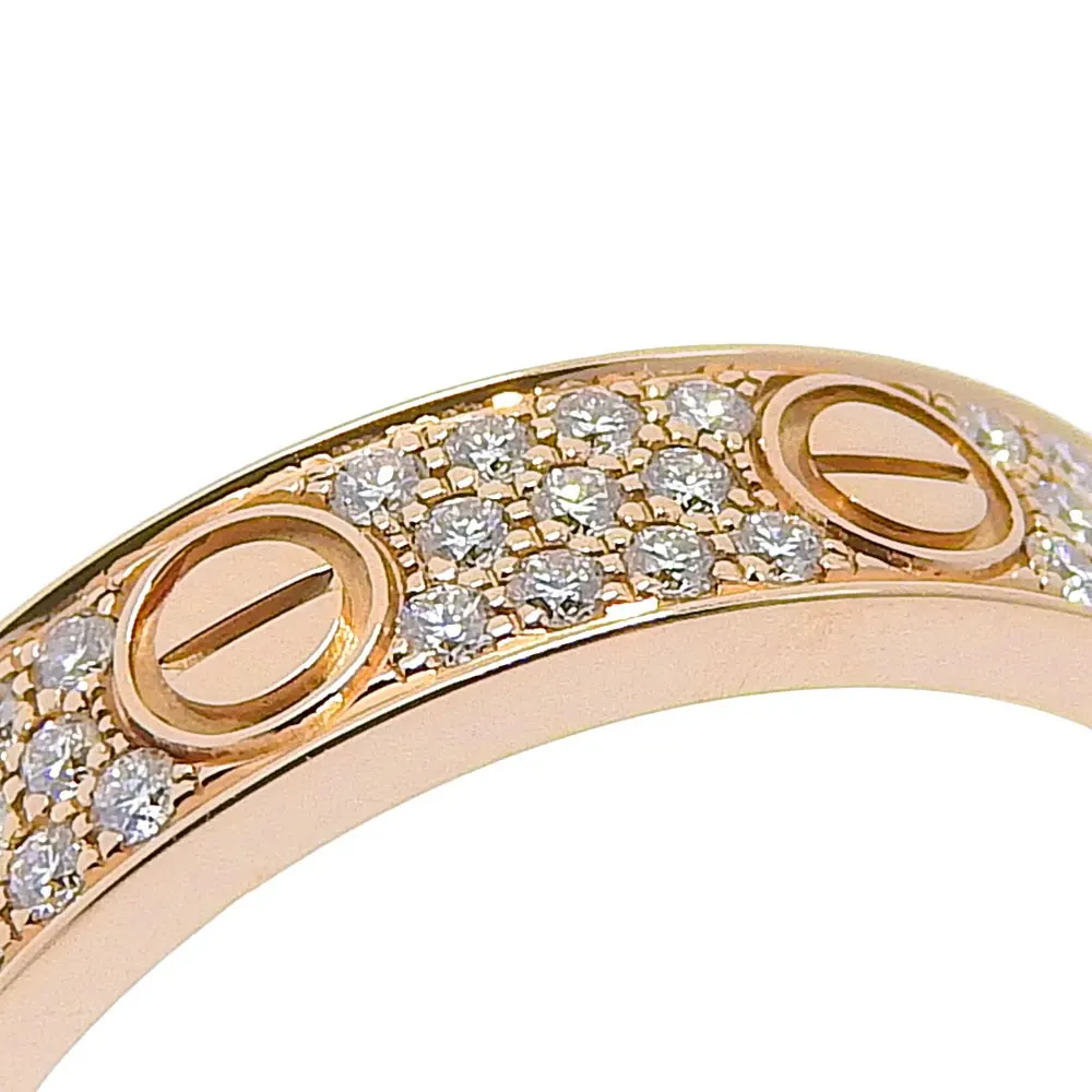 Cartier Love Wedding Band Pave Diamonds Ring Gold Good - Inside View