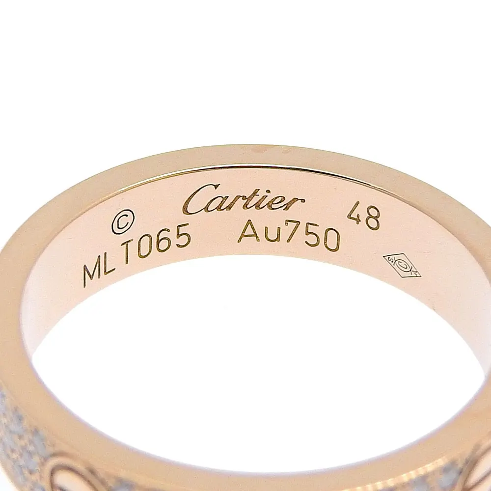 Cartier Love Wedding Band Pave Diamonds Ring Gold Good - Model View