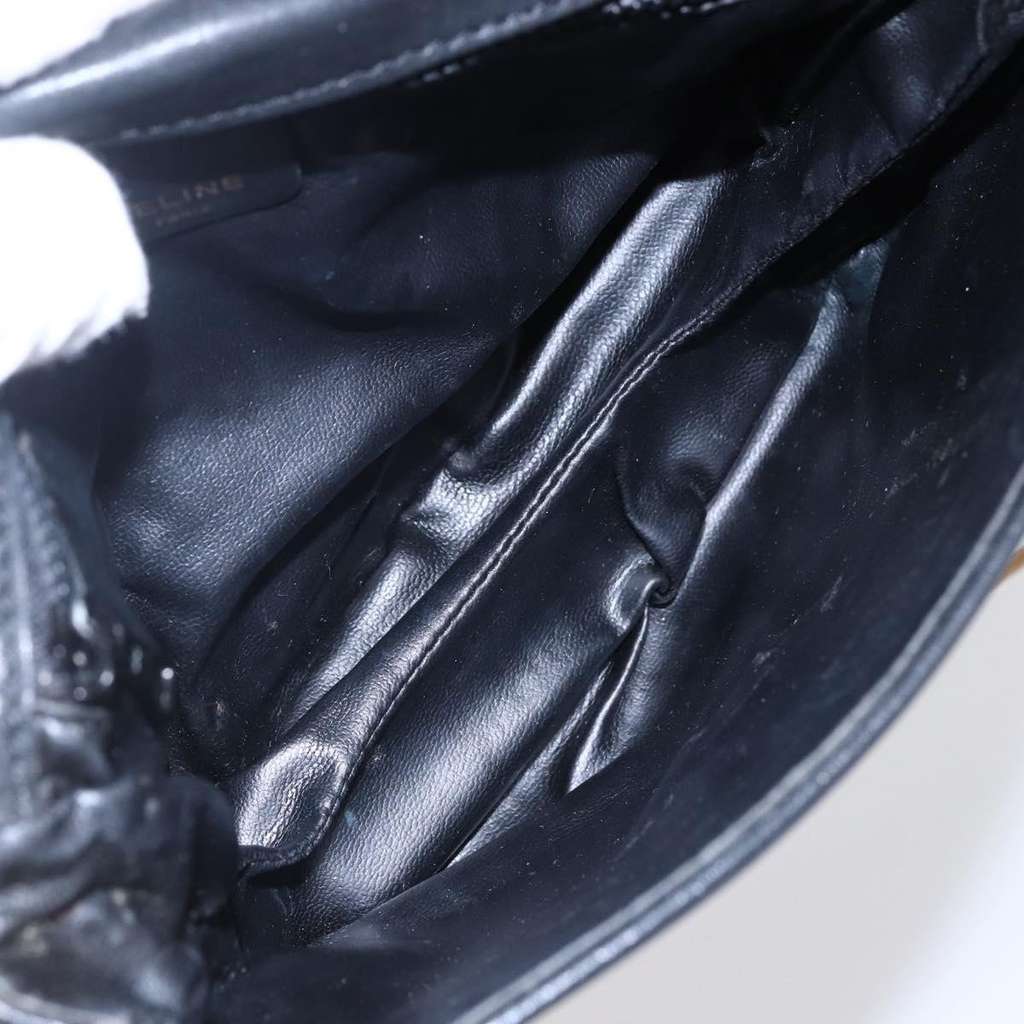 Celine Flap Shoulder Bag Black Leather Good condition - Box View