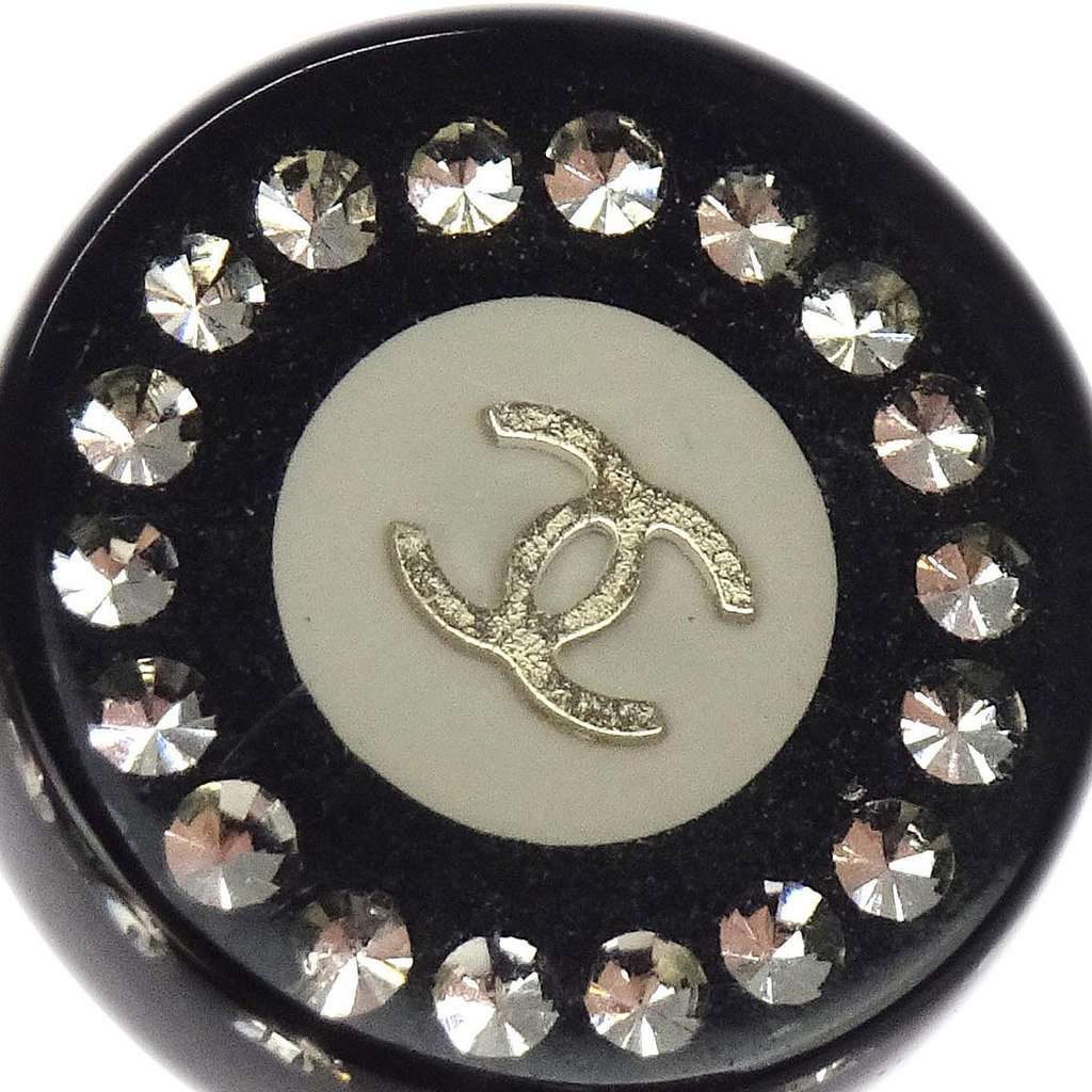 Chanel Vintage CC Round Button Clip-On Earrings Black Plastic Good condition - Inside View