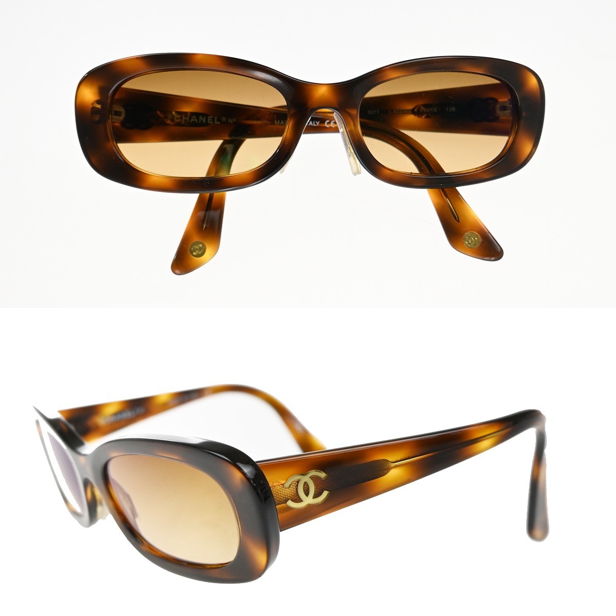 Chanel CHANEL Logo Sunglasses Eye Wear Brown Plastic Good condition - Back View